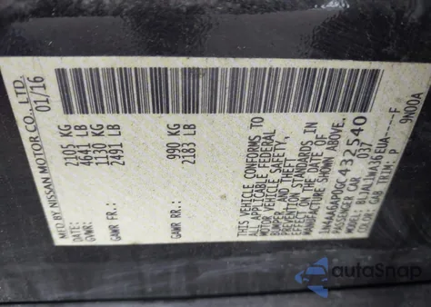 2016 Nissan Maxima 3.5 Sr from USA, damaged, VIN 1N4AA6AP0GC432540